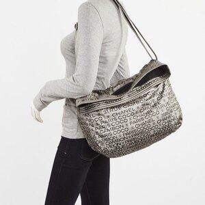 Chanel Silver/Black Metallic Coated Canvas Unlimited Ligne Shoulder Bag